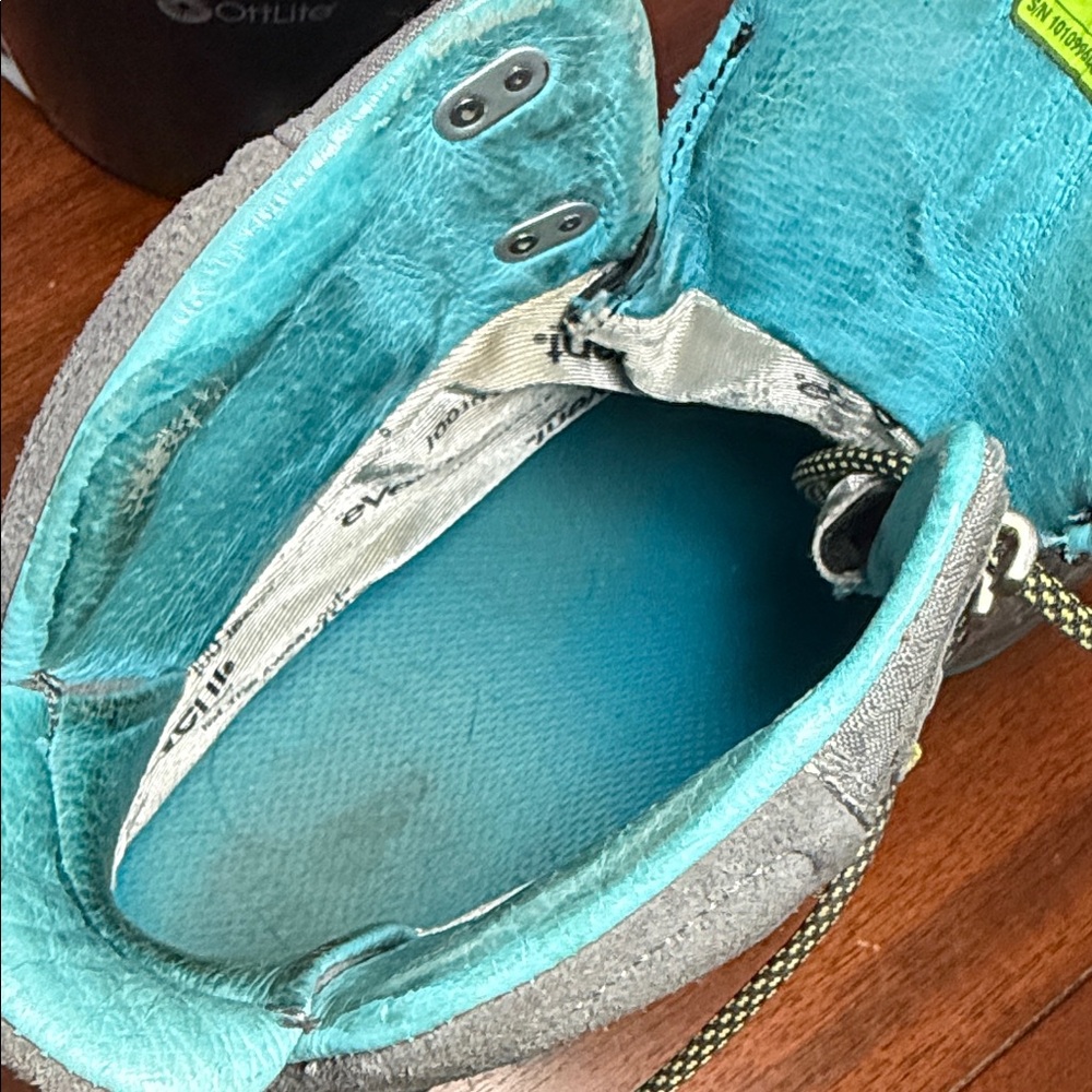 Ahnu Gray Hiking Boots with Teal and Yellow Accents - Picture 11 of 16